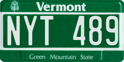 VT license plate NYT489