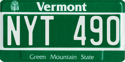 VT license plate NYT490