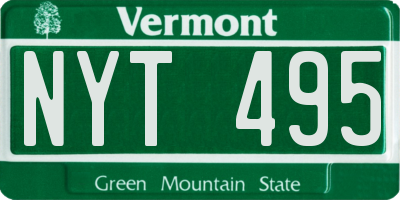 VT license plate NYT495