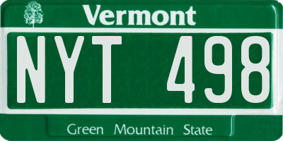 VT license plate NYT498