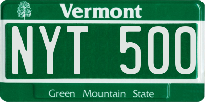VT license plate NYT500