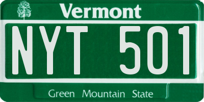 VT license plate NYT501