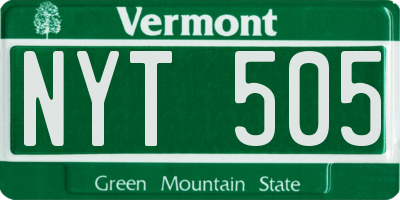 VT license plate NYT505