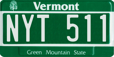 VT license plate NYT511