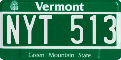 VT license plate NYT513