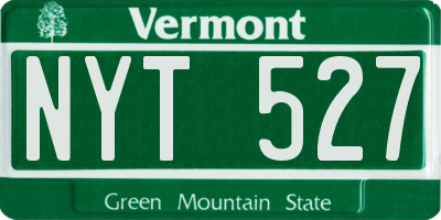VT license plate NYT527