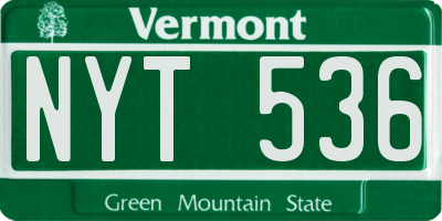 VT license plate NYT536
