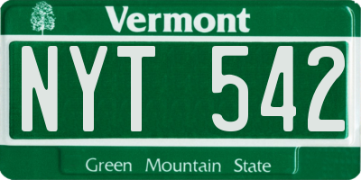VT license plate NYT542