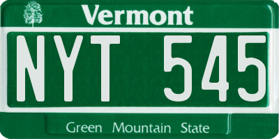 VT license plate NYT545