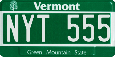 VT license plate NYT555
