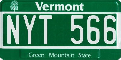 VT license plate NYT566