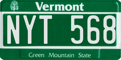 VT license plate NYT568