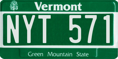 VT license plate NYT571