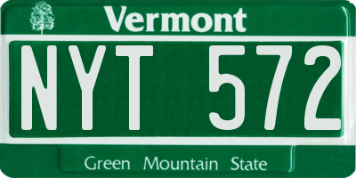 VT license plate NYT572