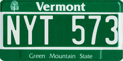 VT license plate NYT573