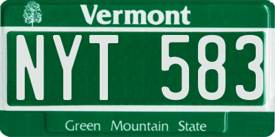 VT license plate NYT583