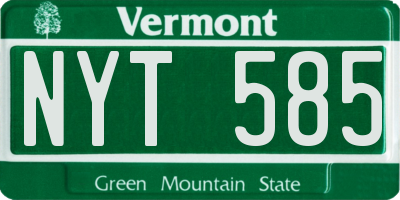 VT license plate NYT585