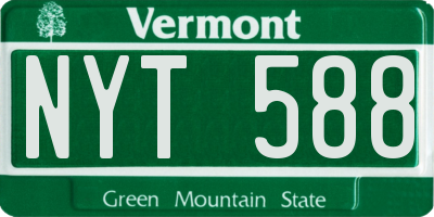 VT license plate NYT588