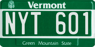 VT license plate NYT601