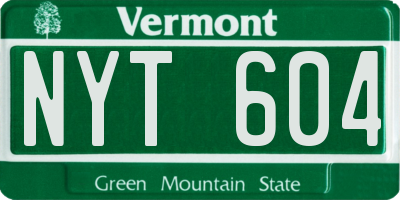 VT license plate NYT604