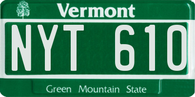 VT license plate NYT610
