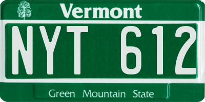 VT license plate NYT612