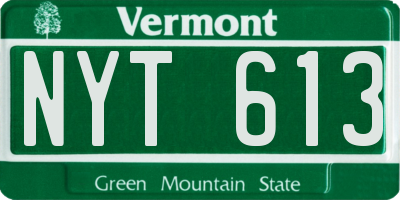 VT license plate NYT613