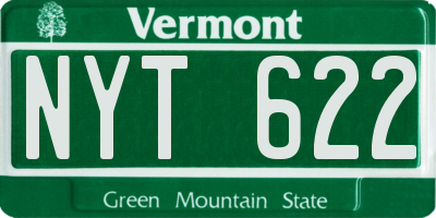 VT license plate NYT622