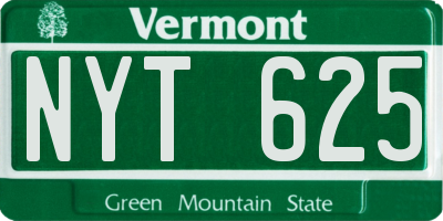 VT license plate NYT625