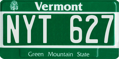 VT license plate NYT627