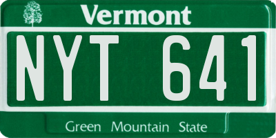 VT license plate NYT641