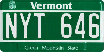 VT license plate NYT646