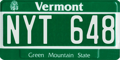 VT license plate NYT648