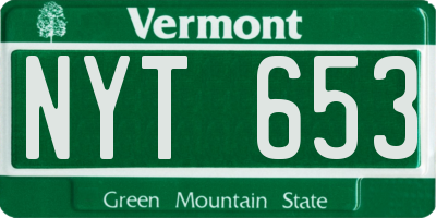 VT license plate NYT653