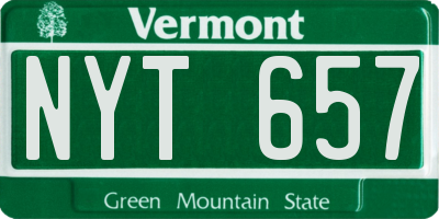 VT license plate NYT657