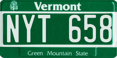 VT license plate NYT658