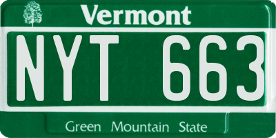 VT license plate NYT663