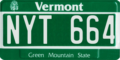VT license plate NYT664