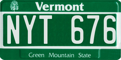 VT license plate NYT676