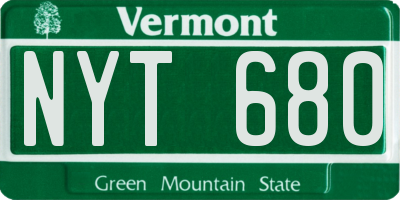 VT license plate NYT680