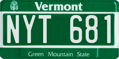 VT license plate NYT681