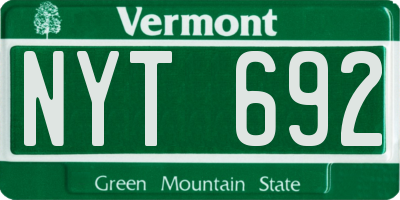 VT license plate NYT692