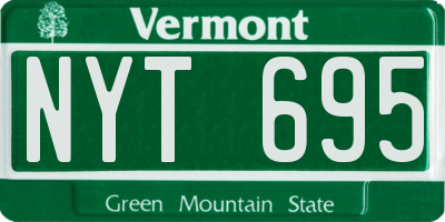 VT license plate NYT695
