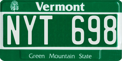 VT license plate NYT698