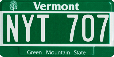 VT license plate NYT707