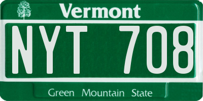 VT license plate NYT708
