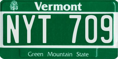 VT license plate NYT709