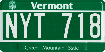 VT license plate NYT718