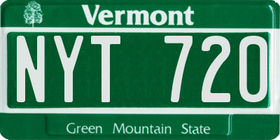 VT license plate NYT720