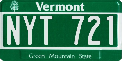 VT license plate NYT721
